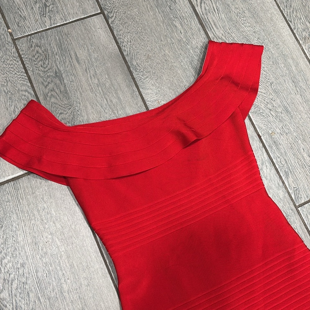 Miss Circle Bodycon Off the shoulder Bandage Red Dress Size Medium - Picture 2 of 12
